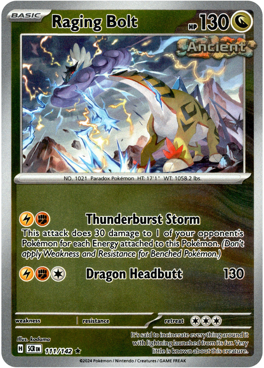 Raging Bolt - 111/142 - Stellar Crown - Reverse Holo Card Cavern Trading Cards, LLC Raging Bolt - 111/142 - Stellar Crown - Reverse Holo Card Cavern Trading Cards, LLC