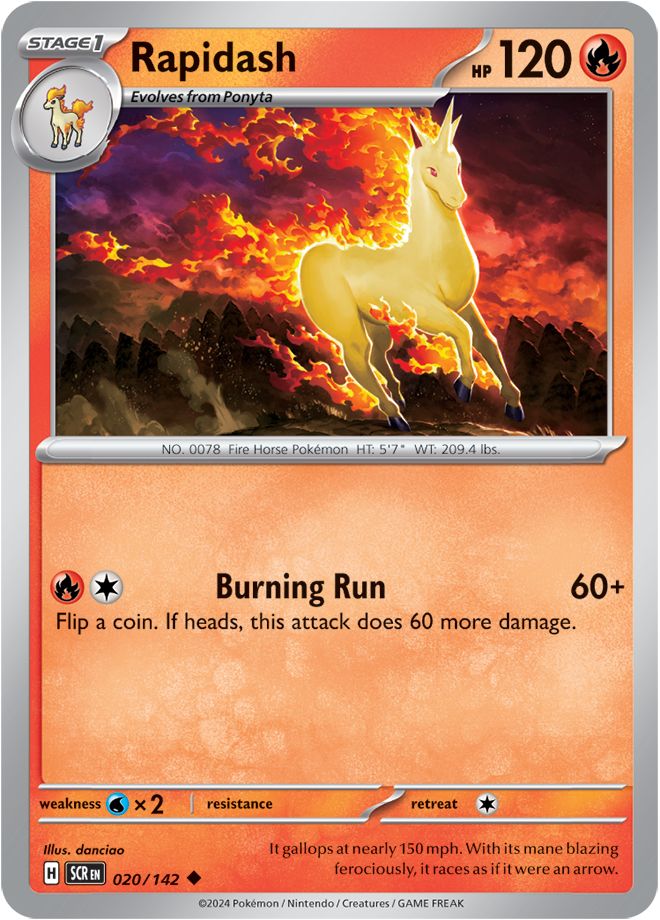 pokemon stellar crown card value Rapidash - 020/142