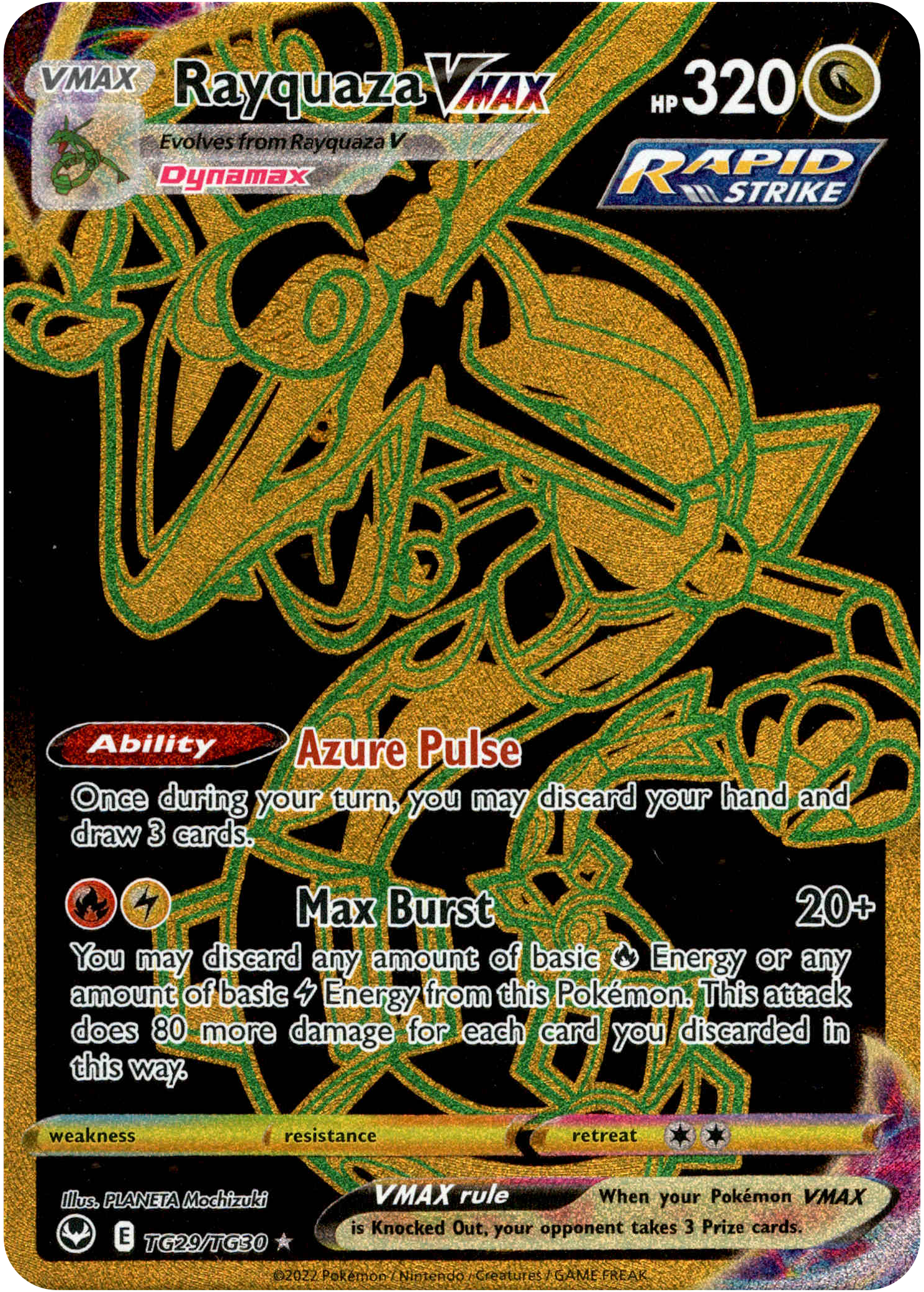 Rayquaza VMAX Gold Secret Rare - TG29/TG30 - Silver Tempest - Holo - Card Cavern