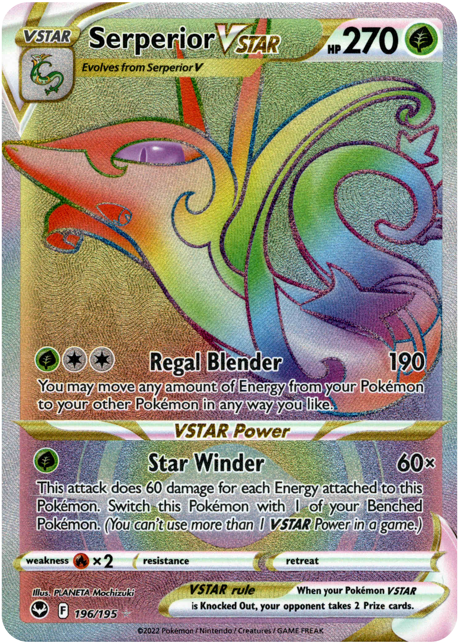 Serperior VSTAR Hyper Rare - 196/195 - Silver Tempest - Holo - Card Cavern