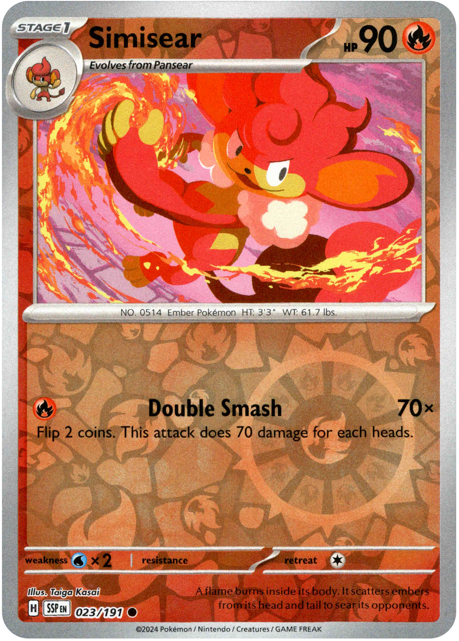 Simisear - 023/191 - Surging Sparks - Reverse Holo - Card Cavern
