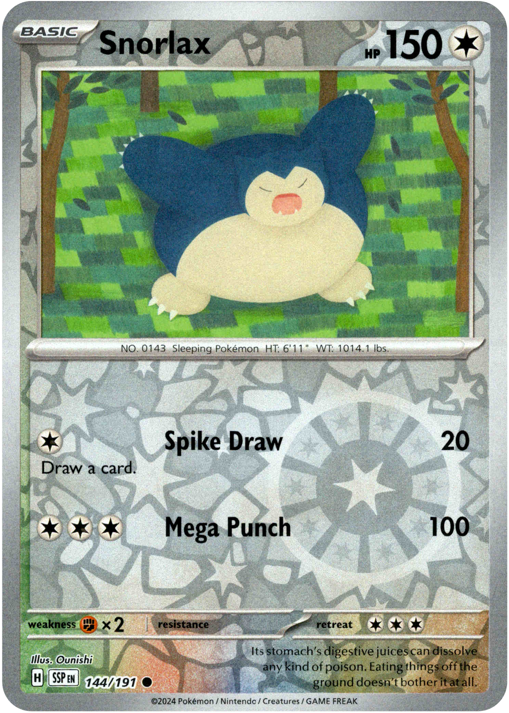 Snorlax - 144/191 - Surging Sparks - Reverse Holo  Card Cavern Trading  Cards, LLC