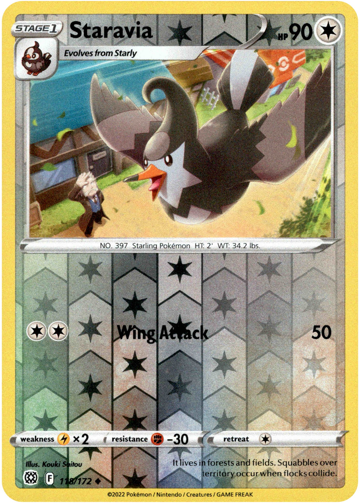 Staravia - 118/172 - Brilliant Stars - Reverse Holo - Card Cavern