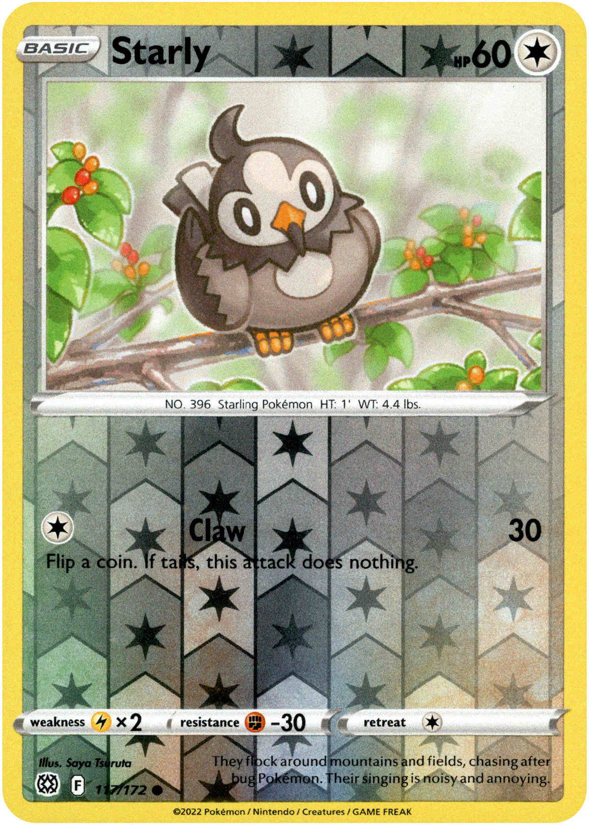 Starly - 117/172 - Brilliant Stars - Reverse Holo - Card Cavern