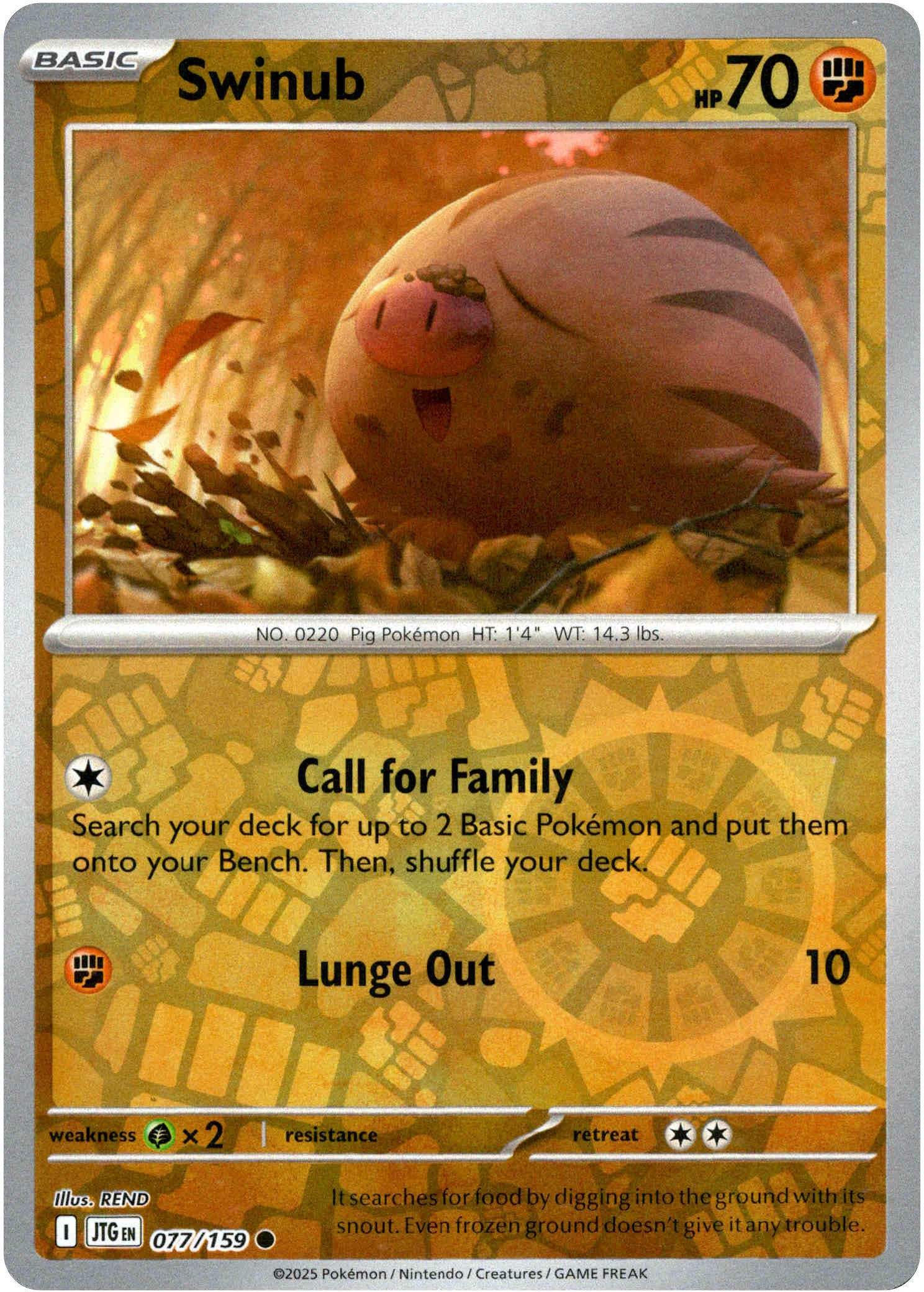 Swinub - 077/159 - Journey Together - Reverse Holo - Card Cavern