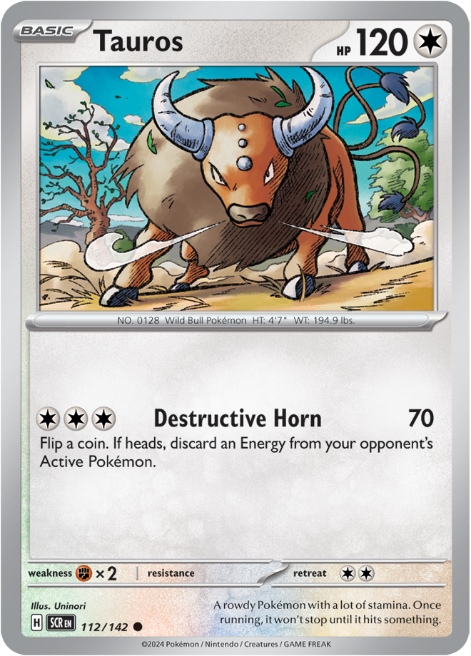 Tauros - 112/142 - Stellar Crown Card Cavern Trading Cards, LLC Tauros - 112/142 - Stellar Crown Card Cavern Trading Cards, LLC