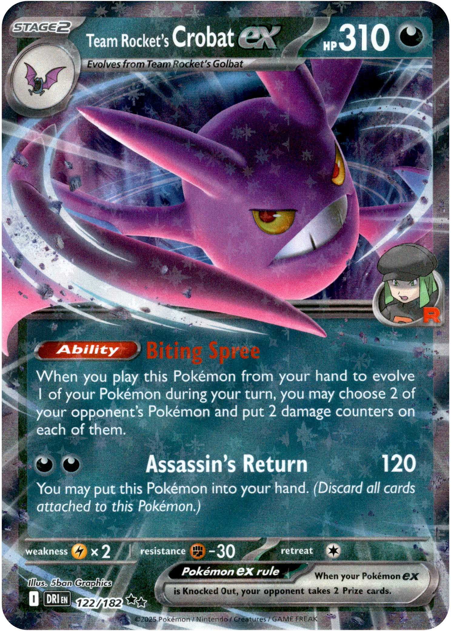 Team Rocket's Crobat ex - 122/182 - Destined Rivals - Holo - Card Cavern