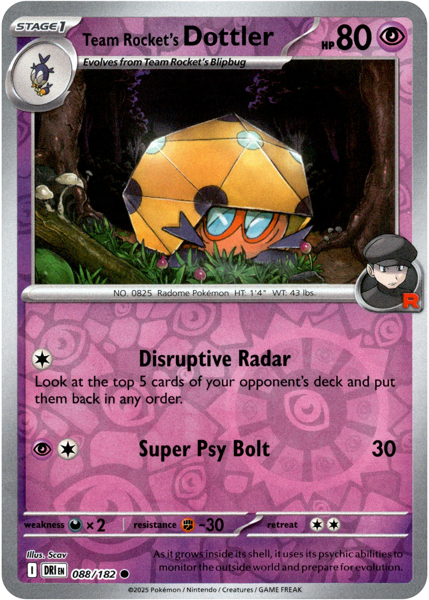 Team Rocket's Dottler - 088/182 - Destined Rivals - Reverse Holo - Card Cavern