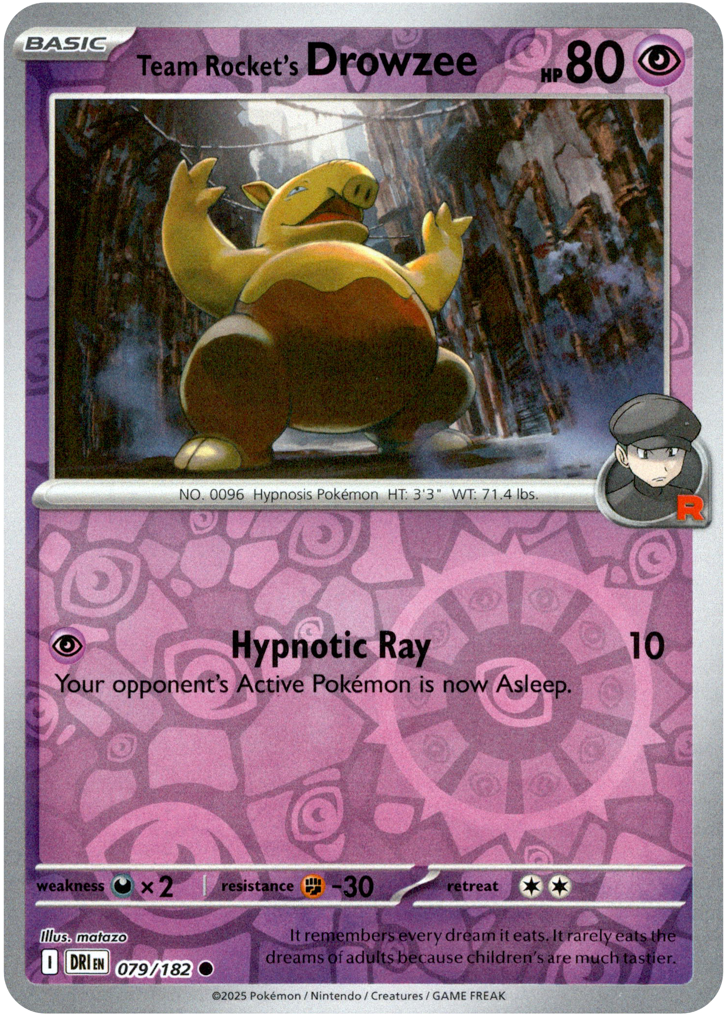 Team Rocket's Drowzee - 079/182 - Destined Rivals - Reverse Holo - Card Cavern