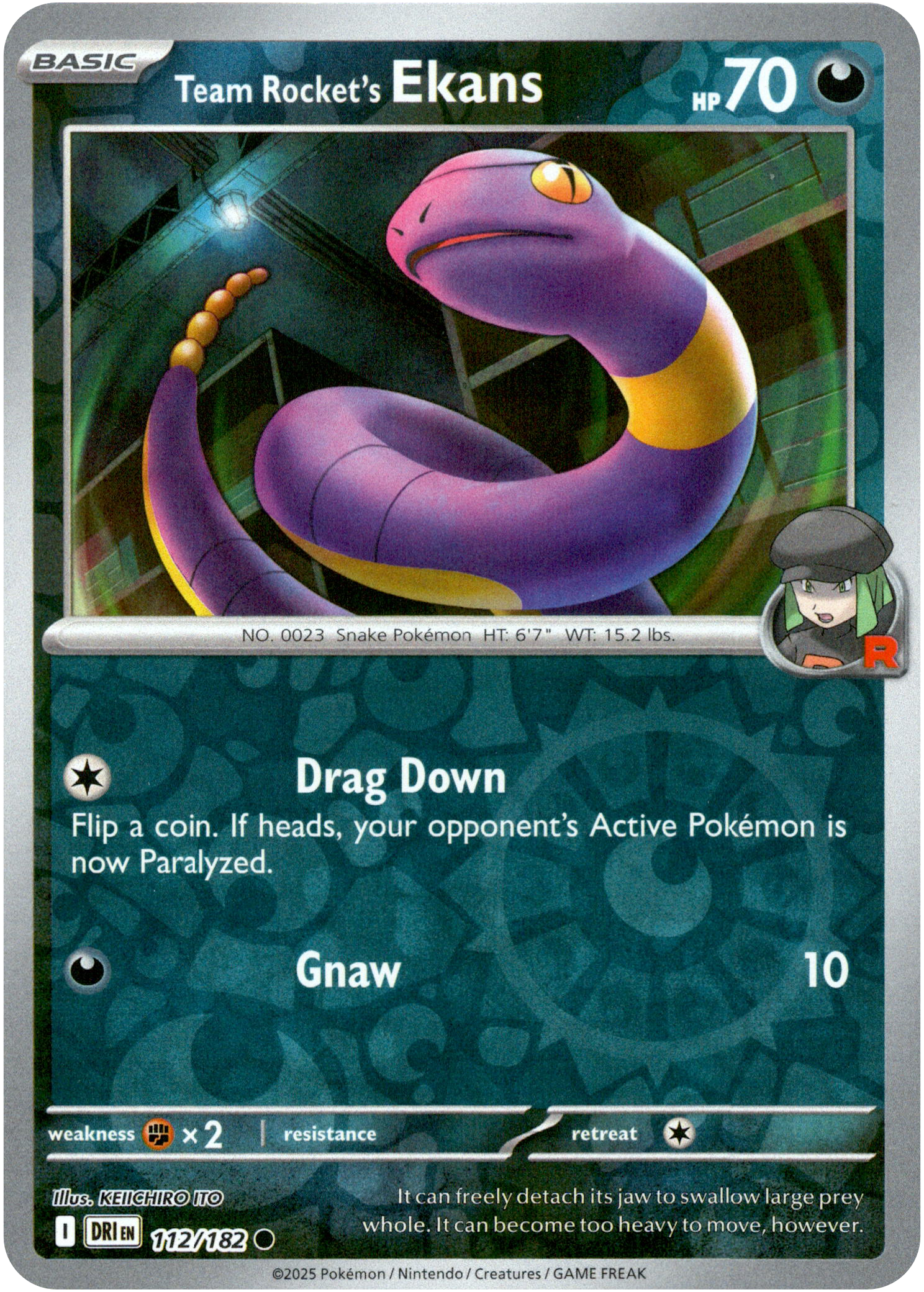 Team Rocket's Ekans - 112/182 - Destined Rivals - Reverse Holo - Card Cavern