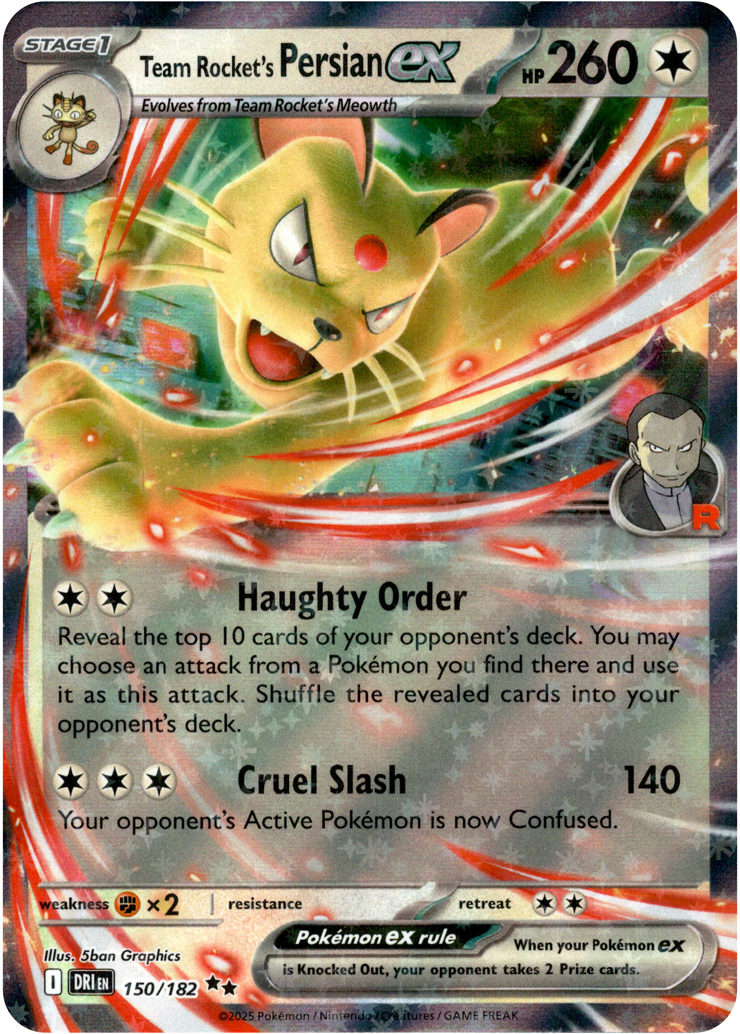 Team Rocket's Persian ex - 150/182 - Destined Rivals - Holo - Card Cavern