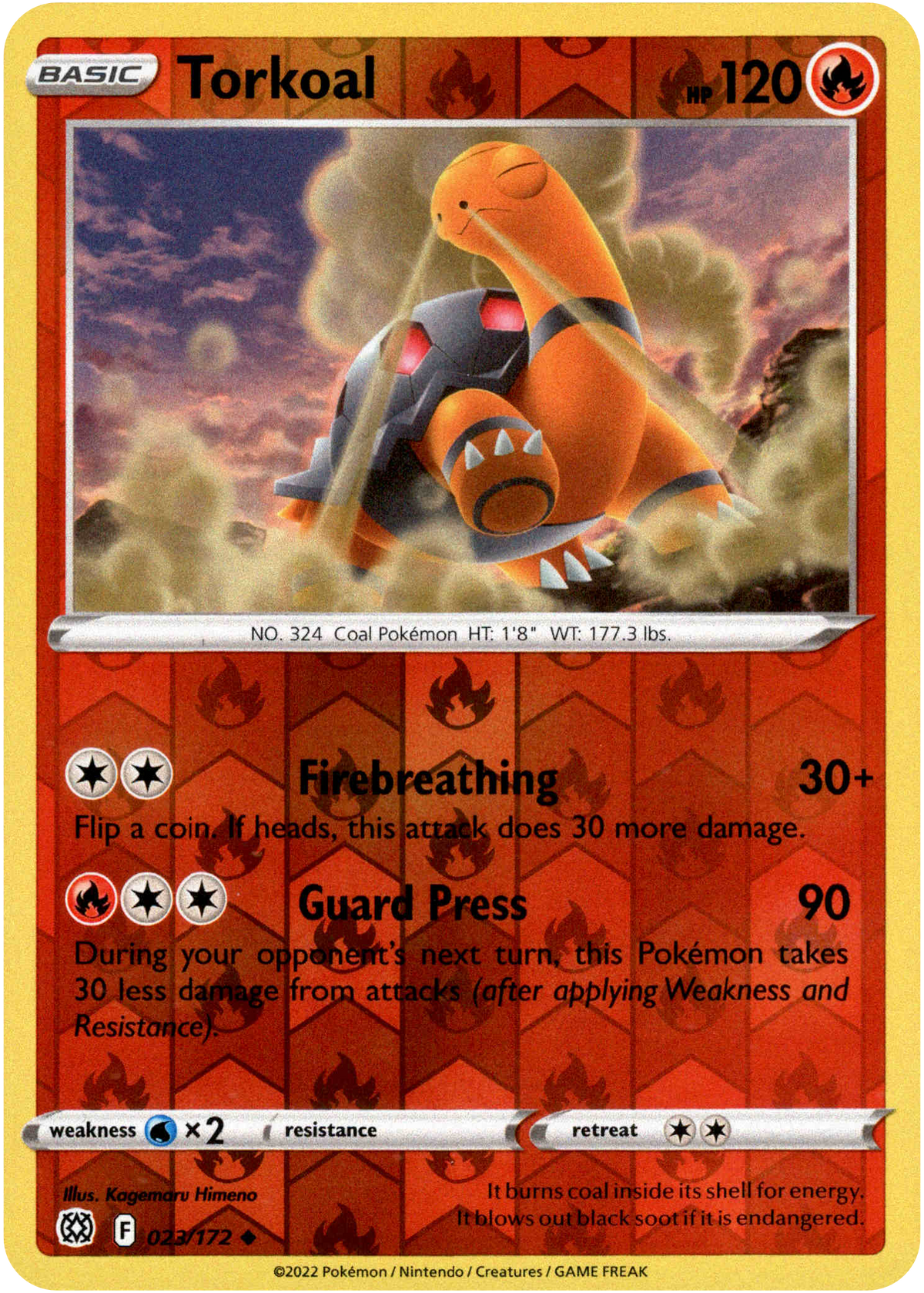 Torkoal - 023/172 - Brilliant Stars - Reverse Holo - Card Cavern