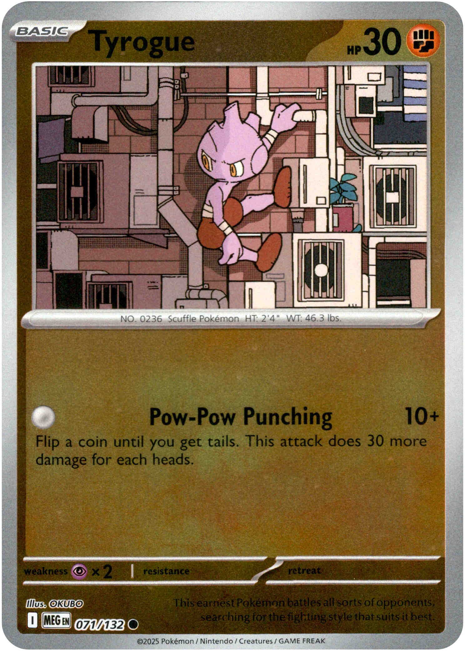 Tyrogue - 071/132 - Mega Evolution - Reverse Holo - Card Cavern