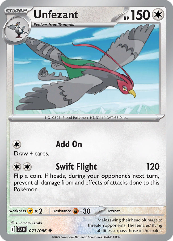 Unfezant - 073/086 - Black Bolt - Card Cavern