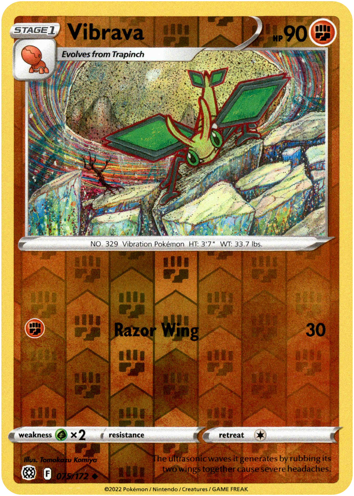 Vibrava - 075/172 - Brilliant Stars - Reverse Holo - Card Cavern