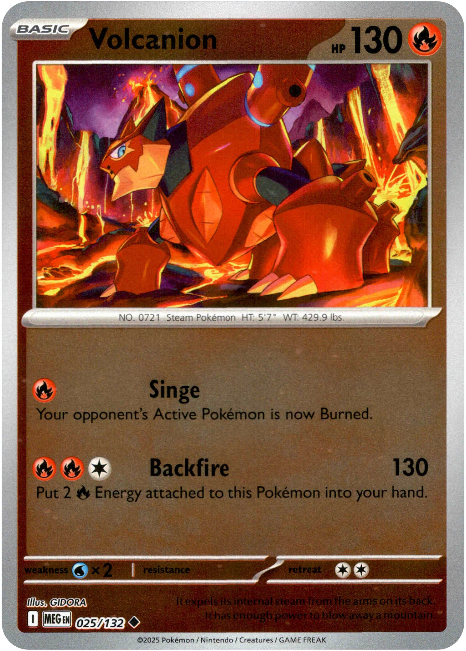 Volcanion - 025/132 - Mega Evolution - Reverse Holo - Card Cavern