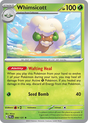 Whimsicott - 008/131 - Prismatic Evolutions - Holo - Card Cavern