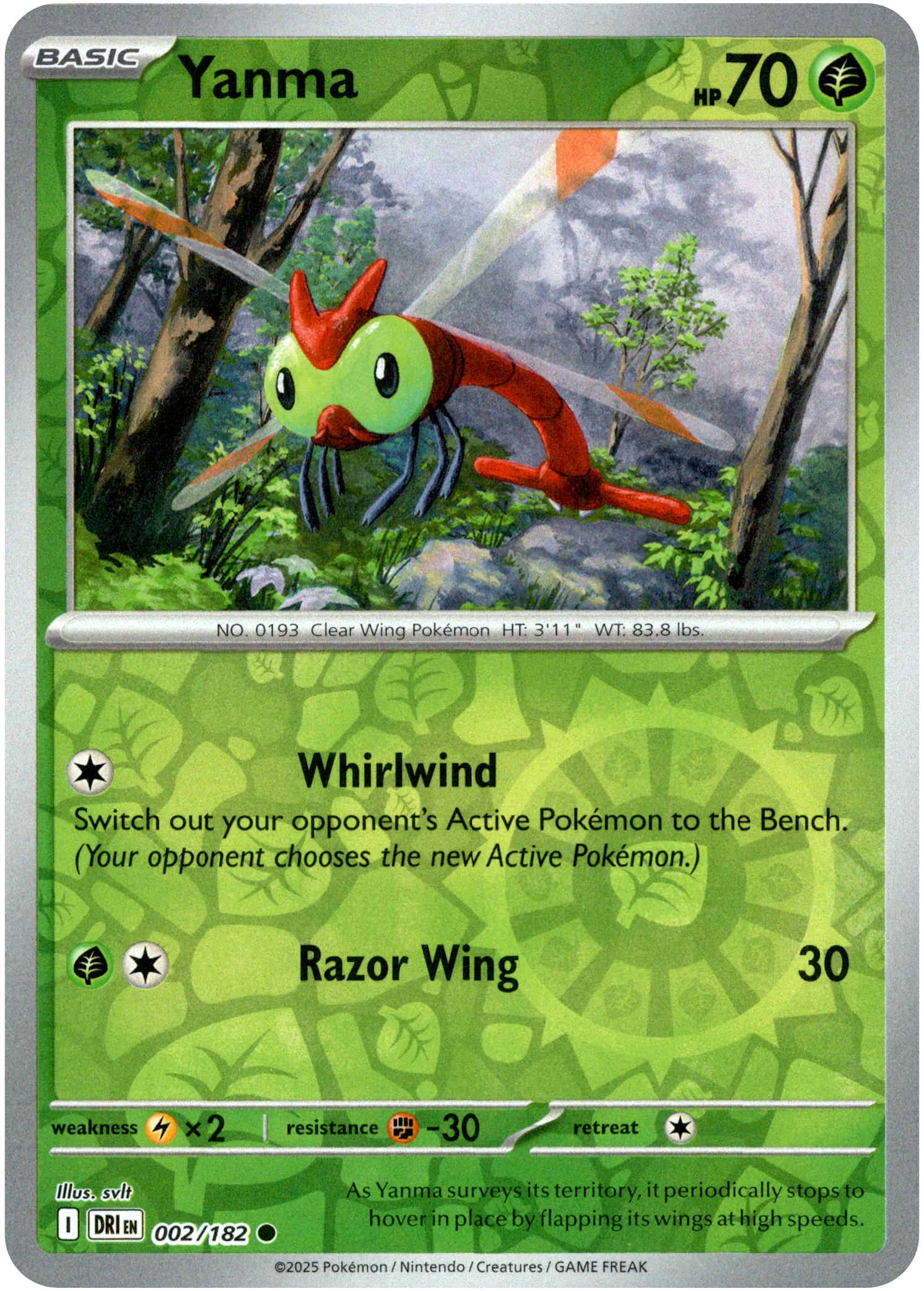 Yanma - 002/182 - Destined Rivals - Reverse Holo - Card Cavern