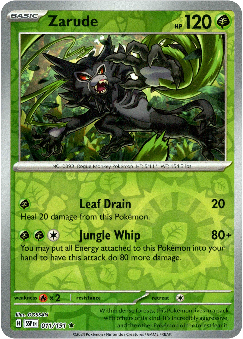 Zarude - 011/191 - Surging Sparks - Reverse Holo – Card Cavern