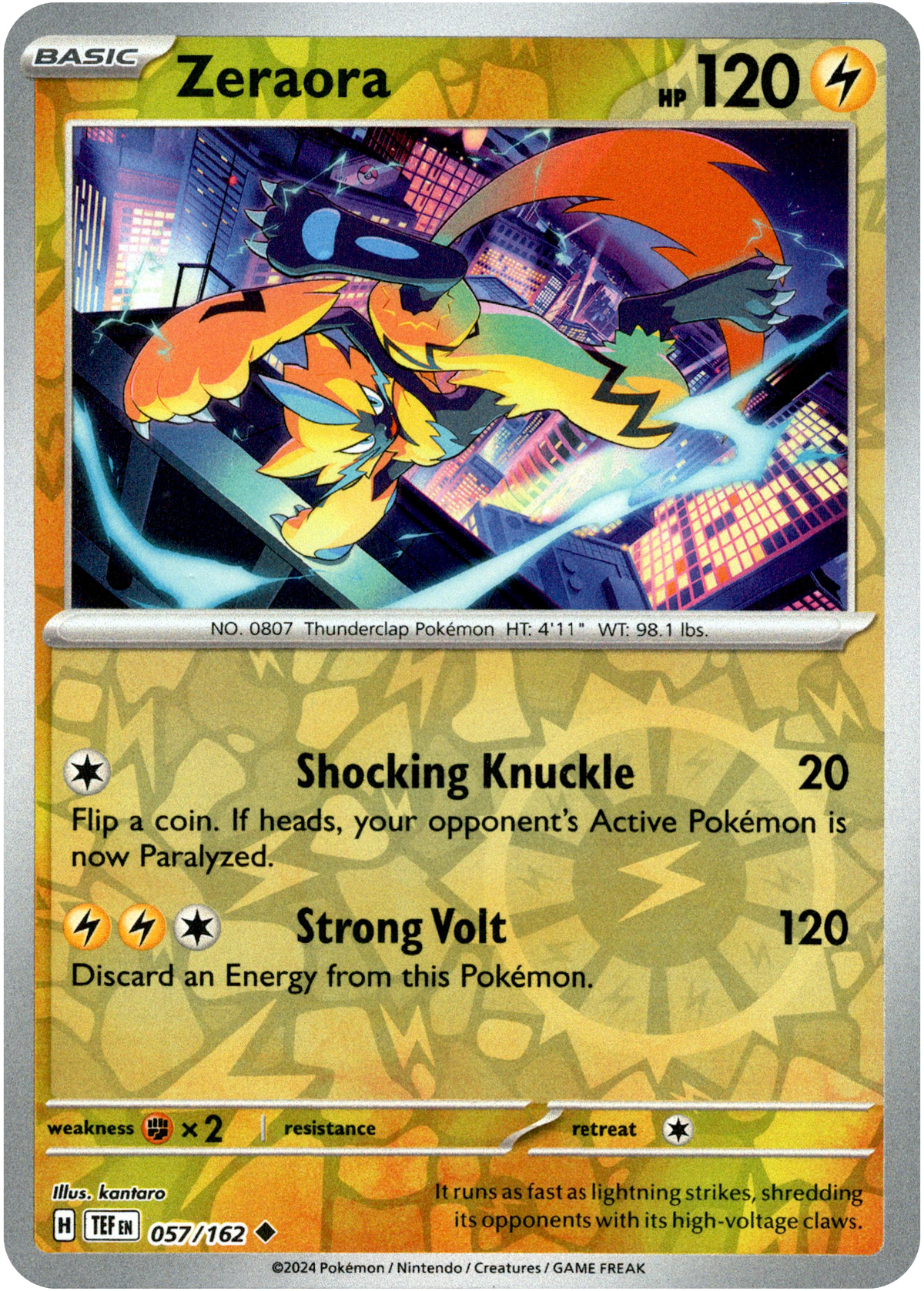 Zeraora - 057/162 - Temporal Forces - Reverse Holo - Card Cavern