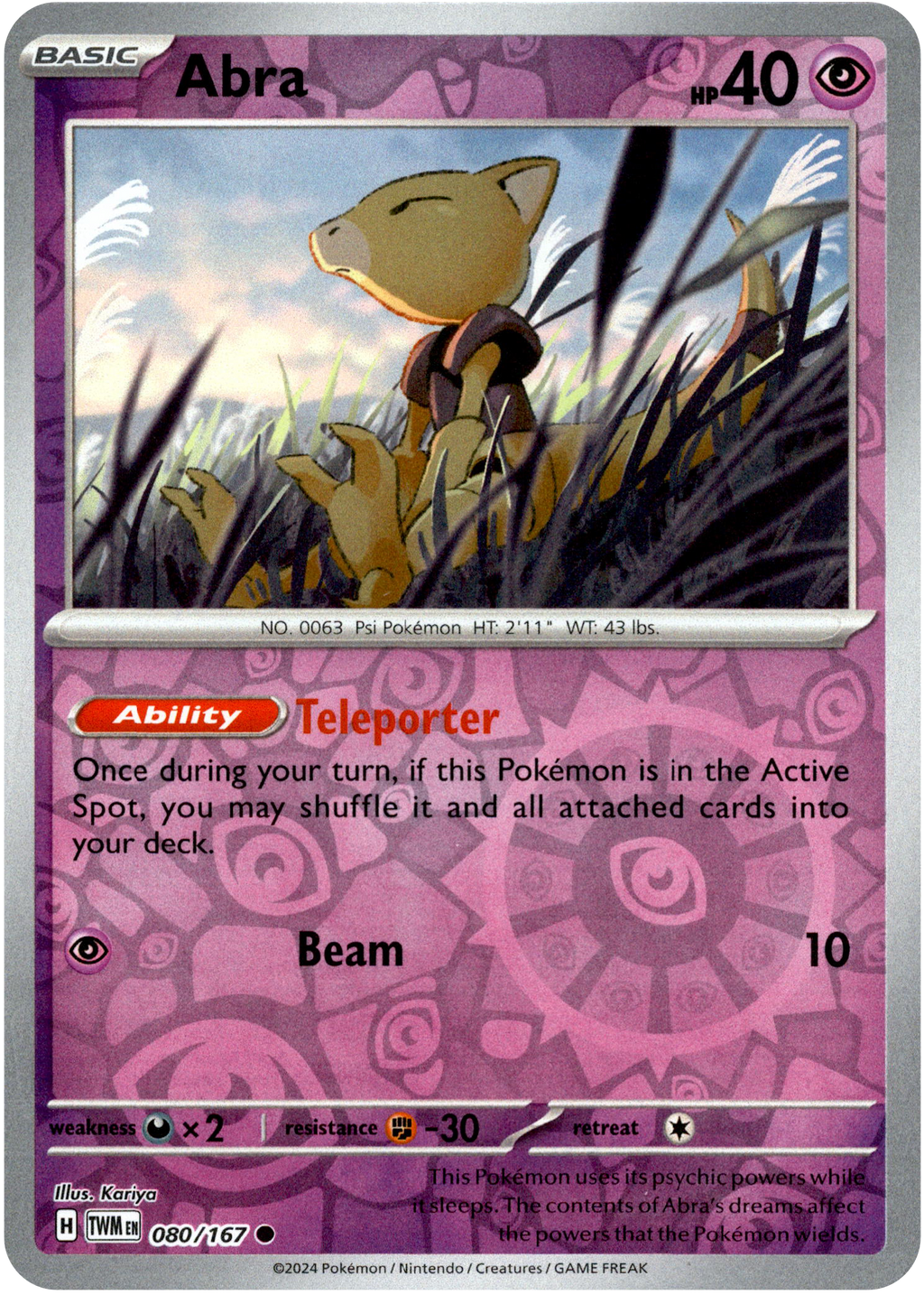 Abra - 080/167 - Twilight Masquerade - Reverse Holo – Card Cavern