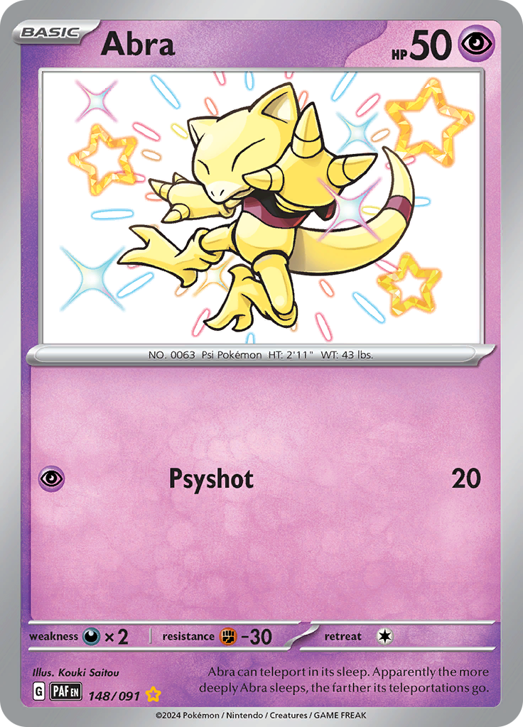 Abra - 148/091 - Paldean Fates - Holo - Card Cavern
