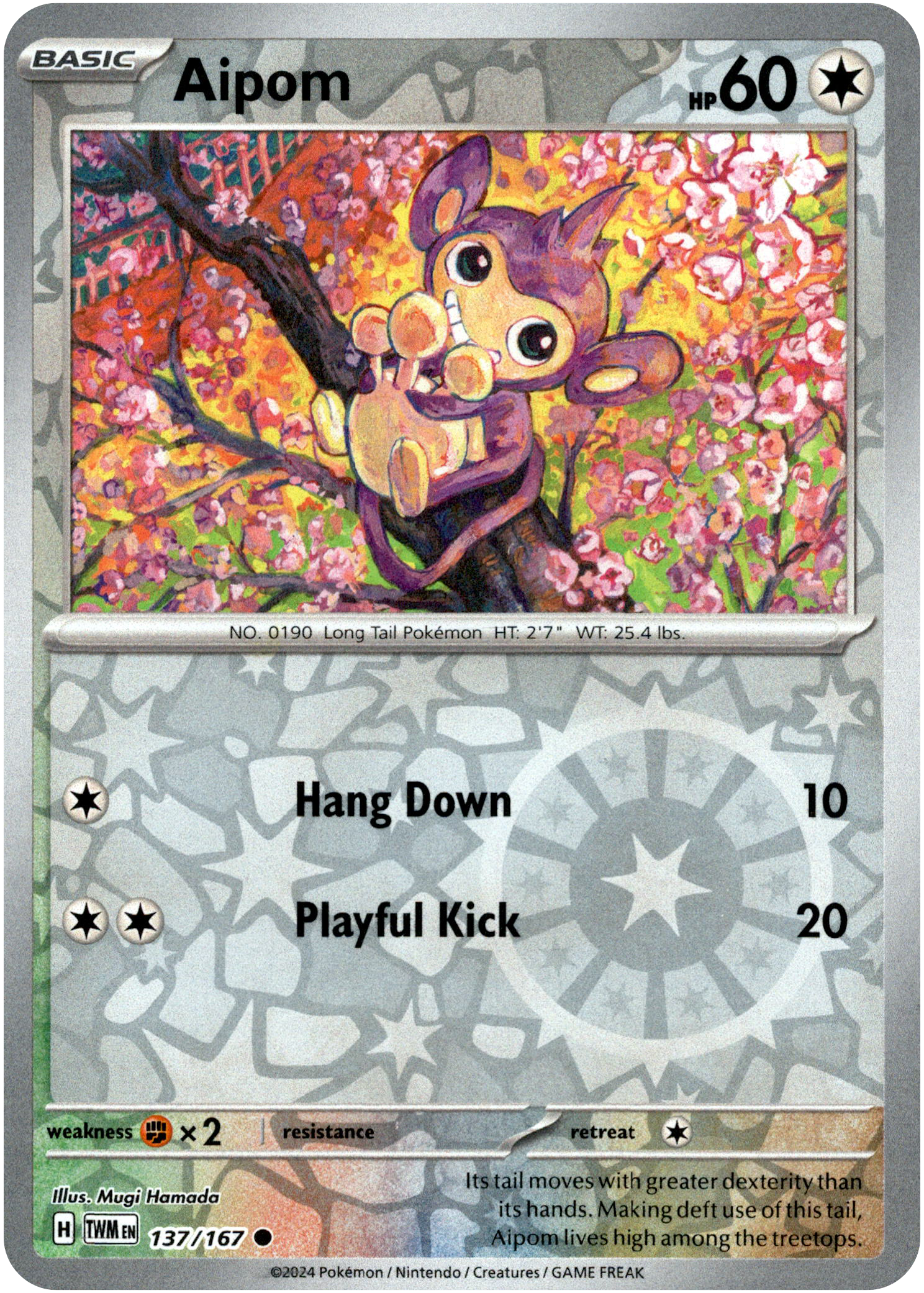 Aipom - 137/167 - Twilight Masquerade - Reverse Holo - Card Cavern