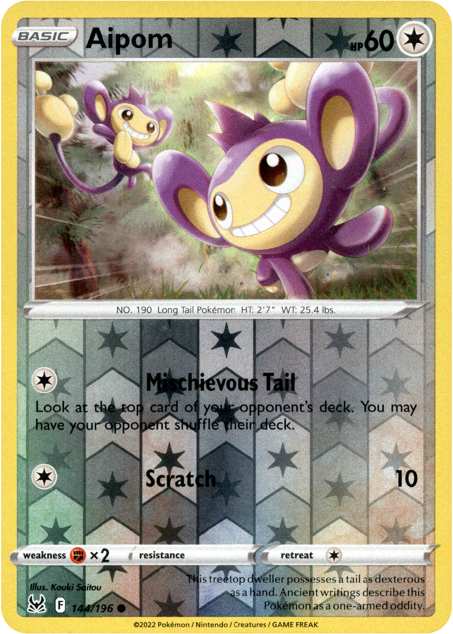 Aipom - 144/196 - Lost Origin - Reverse Holo - Card Cavern