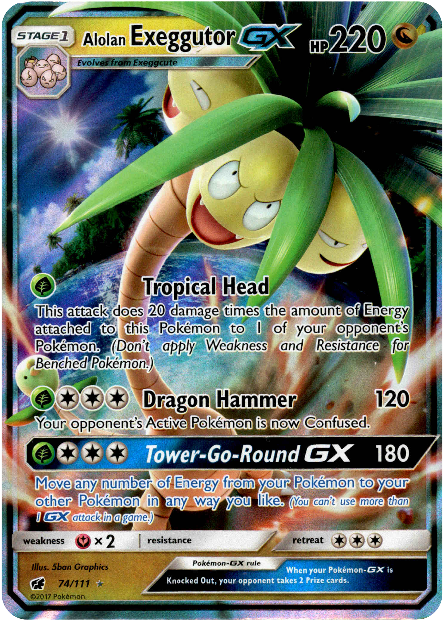 Alolan Exeggcutor GX - 74/111 - Crimson Invasion - Holo - Card Cavern