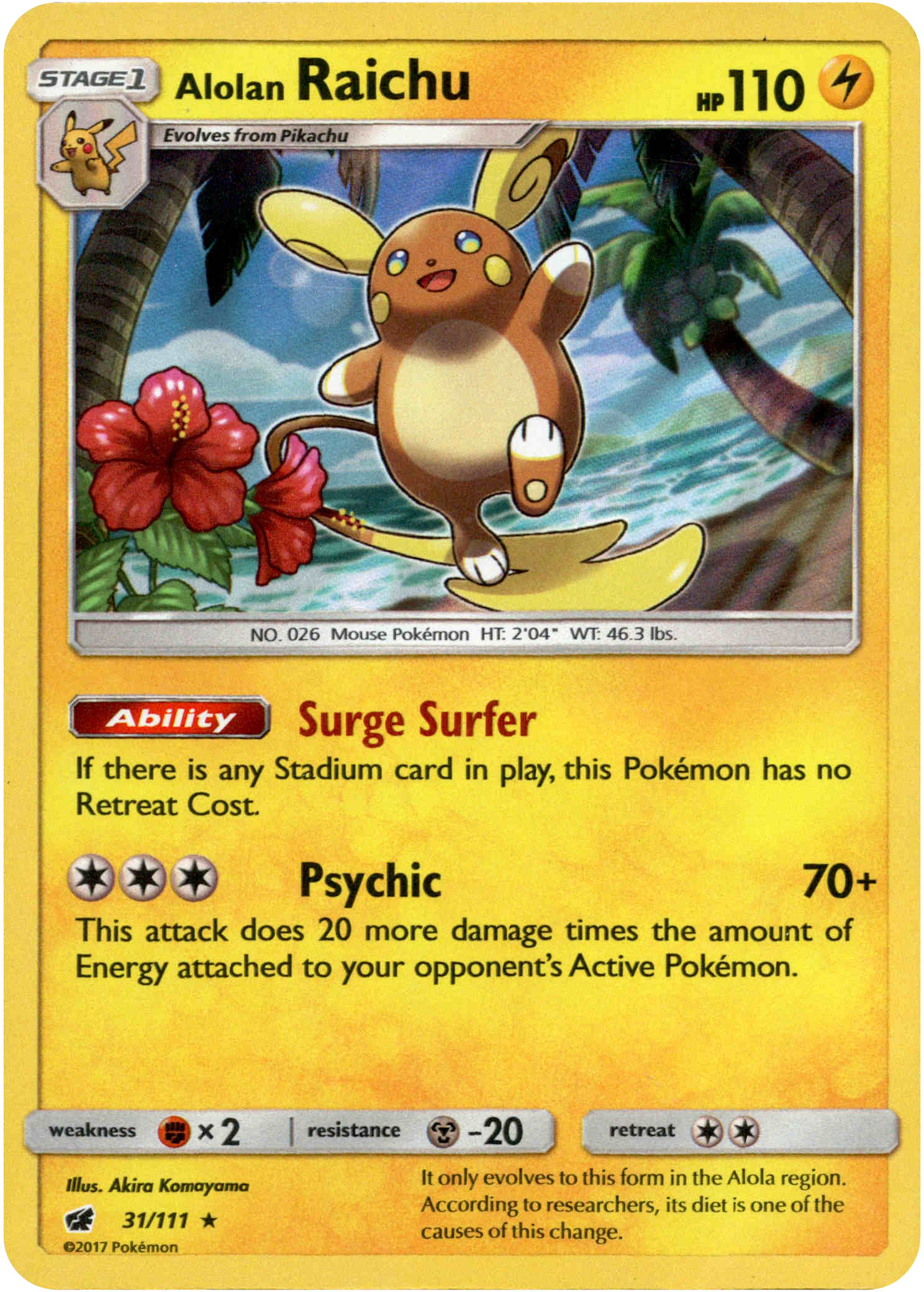Alolan Raichu 31/111 - Crimson Invasion - Holo - Card Cavern