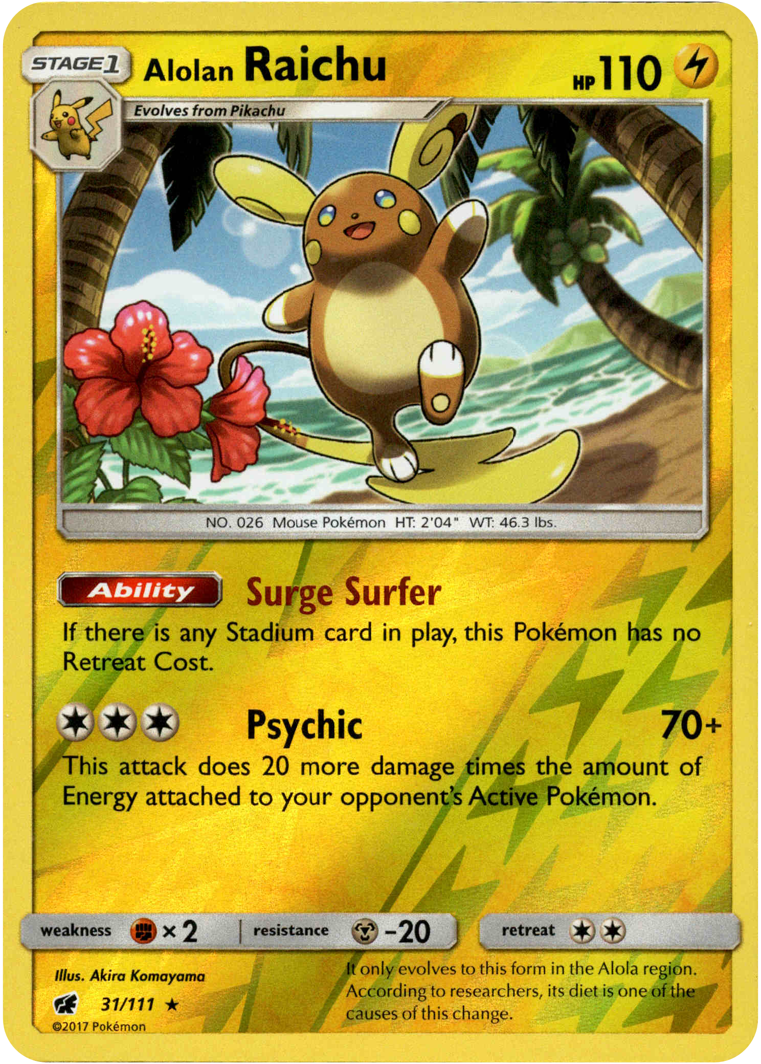 Alolan Raichu 31/111 - Crimson Invasion - Reverse Holo - Card Cavern
