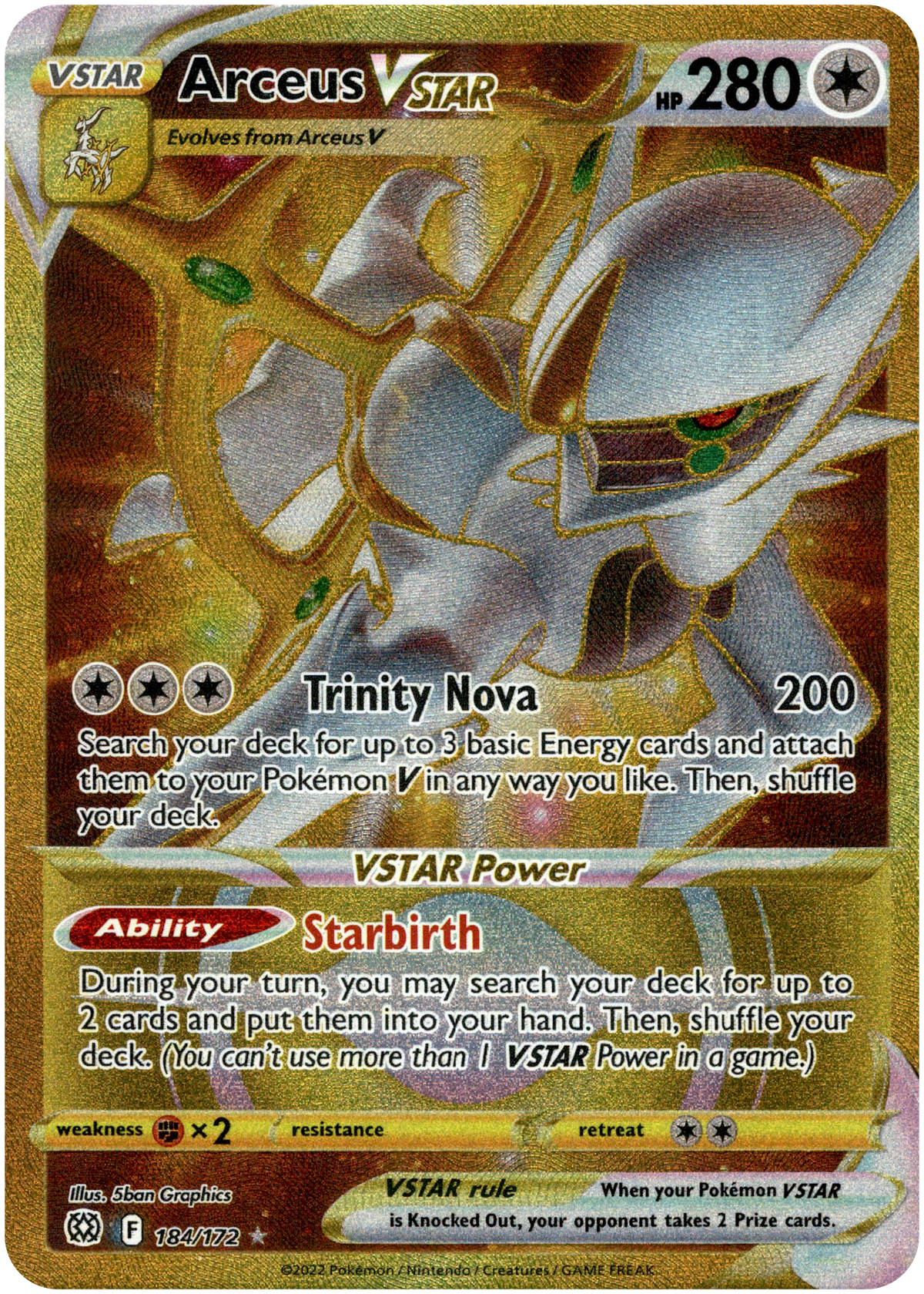 Arceus VSTAR Secret Rare - 184/172 - Brilliant Stars - Holo - Card Cavern