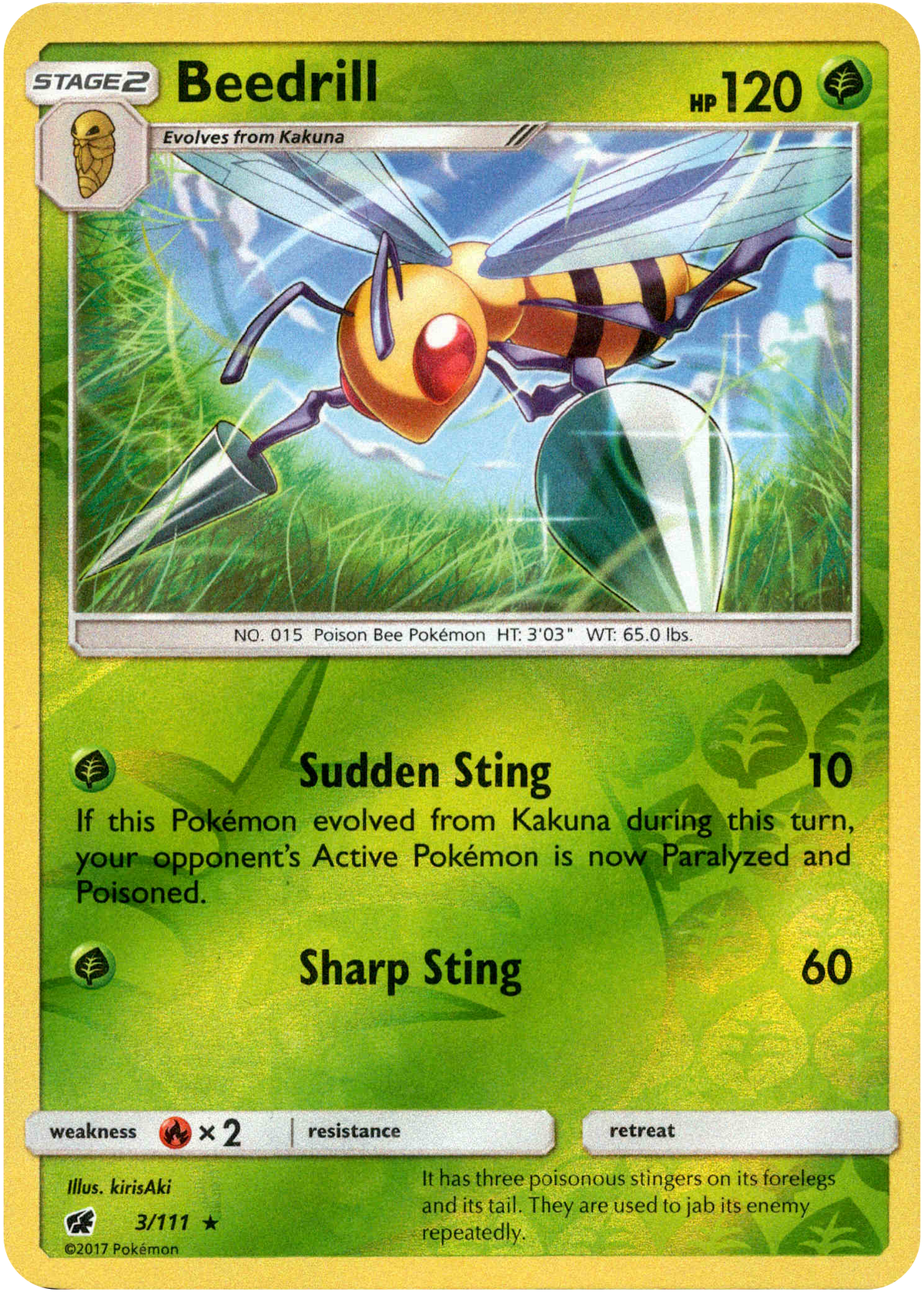 Beedrill - 3/111 - Crimson Invasion - Reverse Holo - Card Cavern