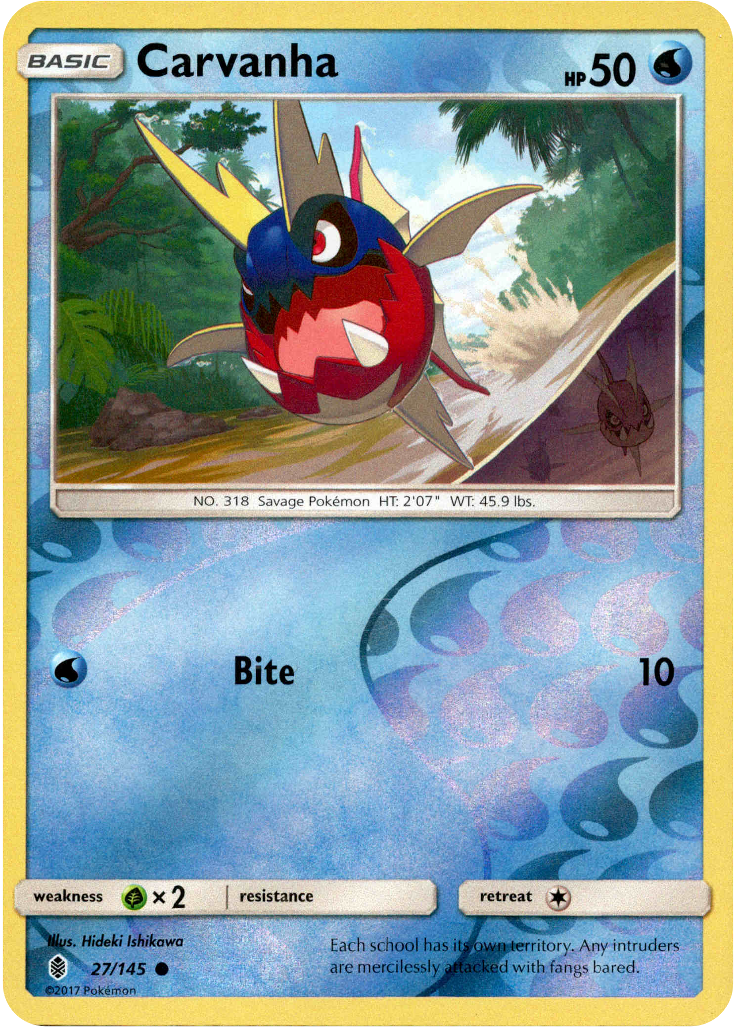 Carvanha - 27/145 - Guardians Rising - Reverse Holo - Card Cavern