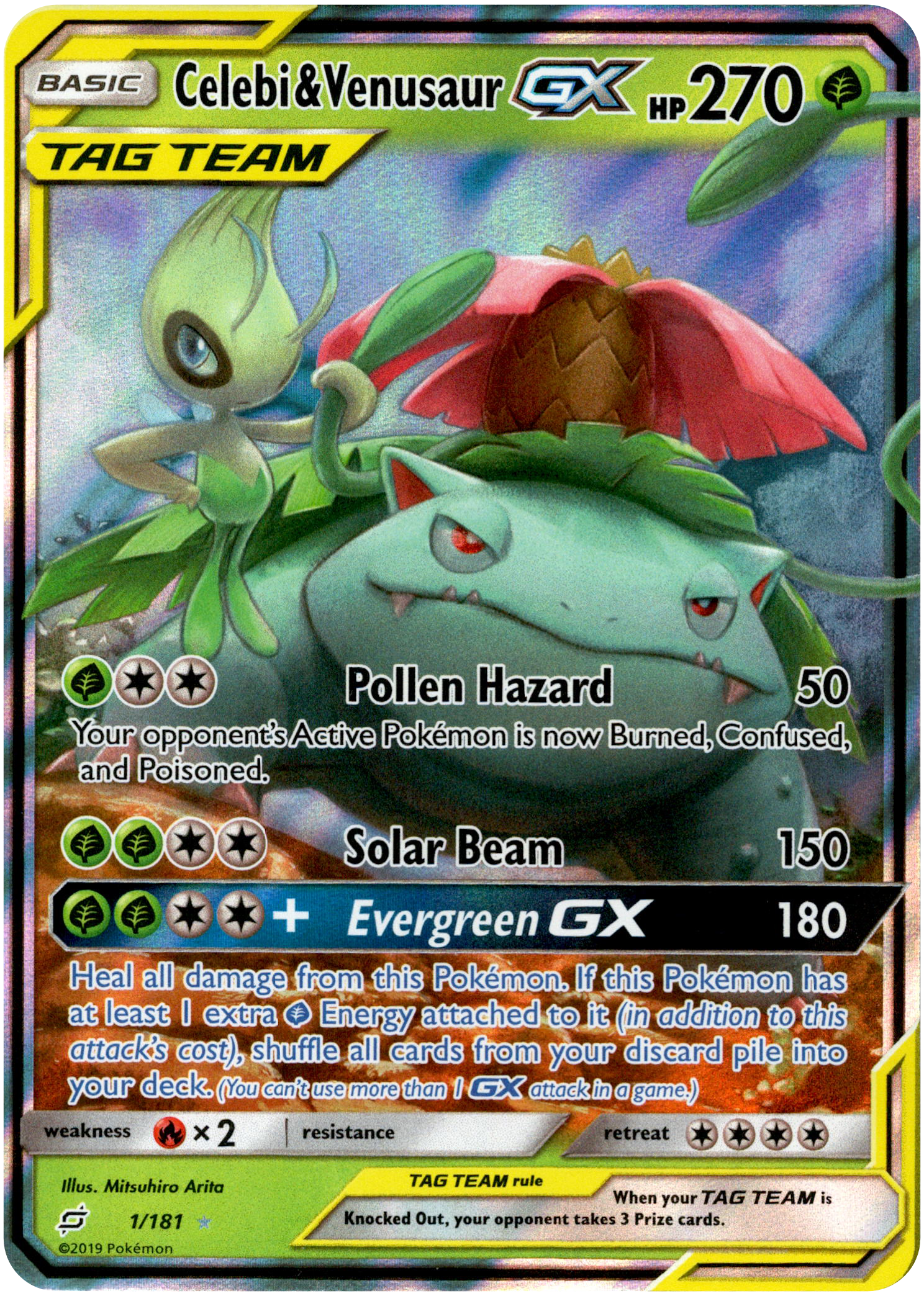 Celebi & Venusaur GX - 1/181 - Team Up - Holo - Card Cavern