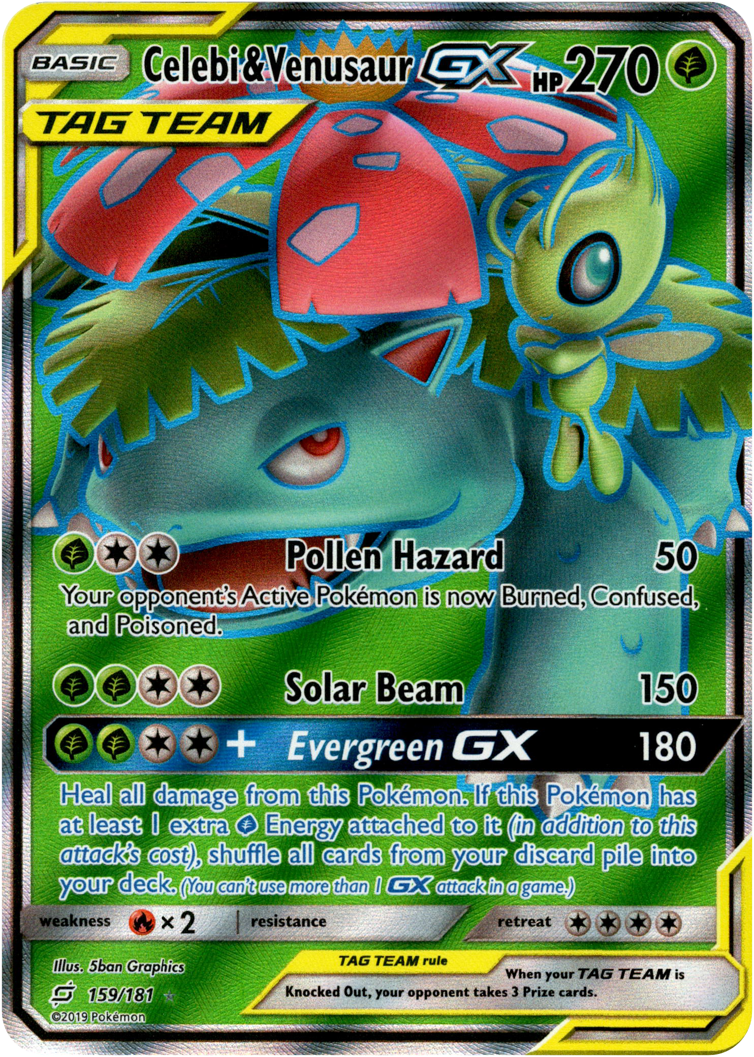 Celebi & Venusaur GX Full Art - 159/181 - Team Up - Holo - Card Cavern