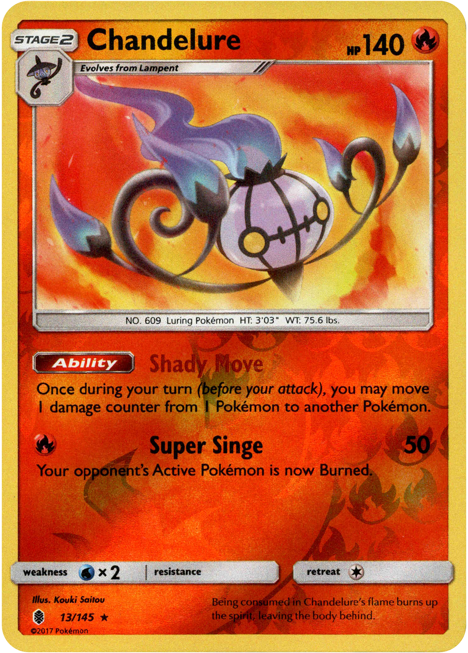 Chandelure - 13/145 - Guardians Rising - Reverse Holo - Card Cavern