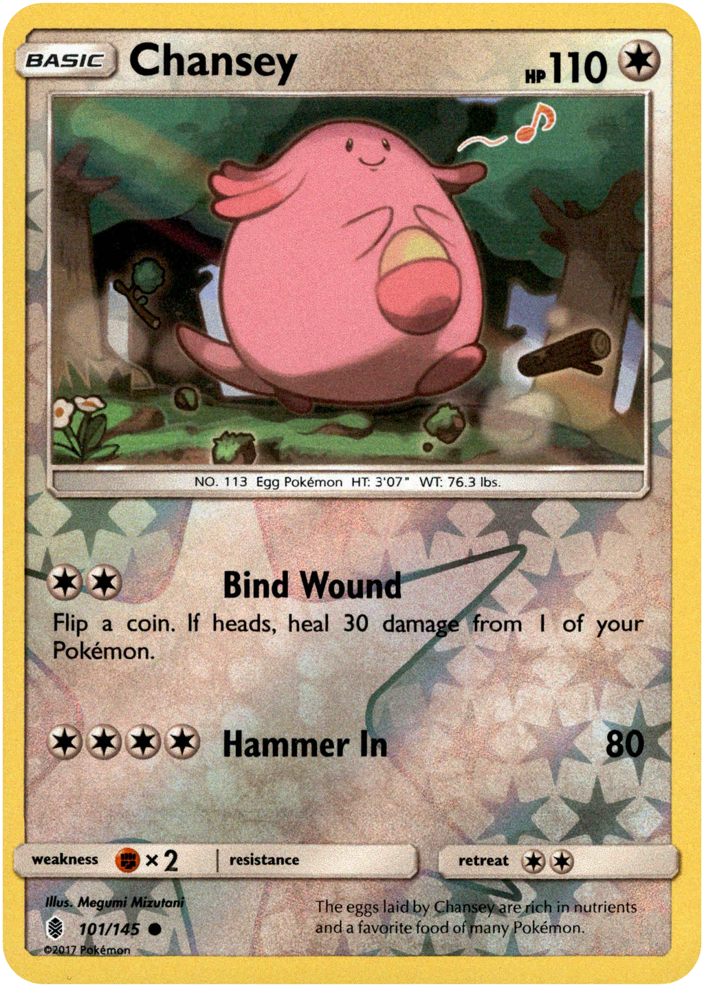 Chansey - 101/145 - Guardians Rising - Reverse Holo  Card Cavern Trading  Cards, LLC