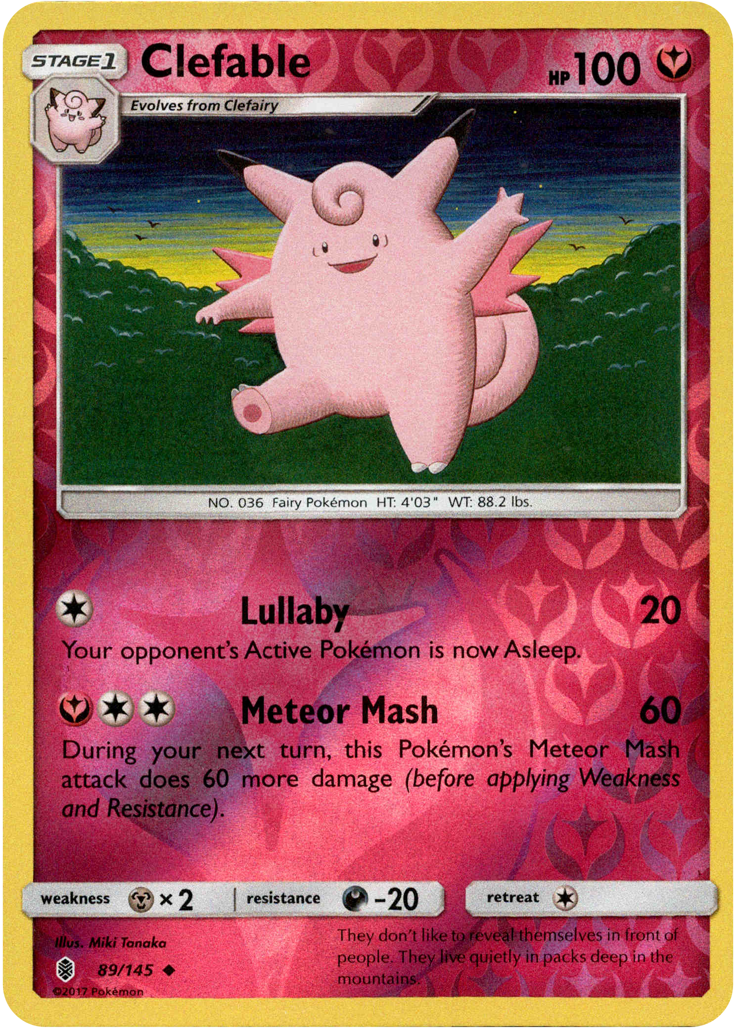 Clefable - 89/145 - Guardians Rising - Reverse Holo - Card Cavern