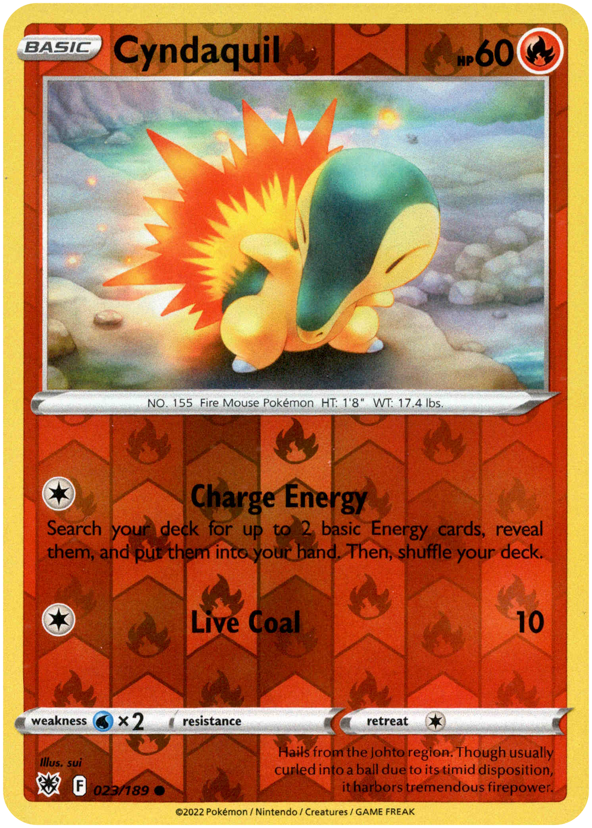 Cyndaquil - 023/189 - Astral Radiance - Reverse Holo - Card Cavern