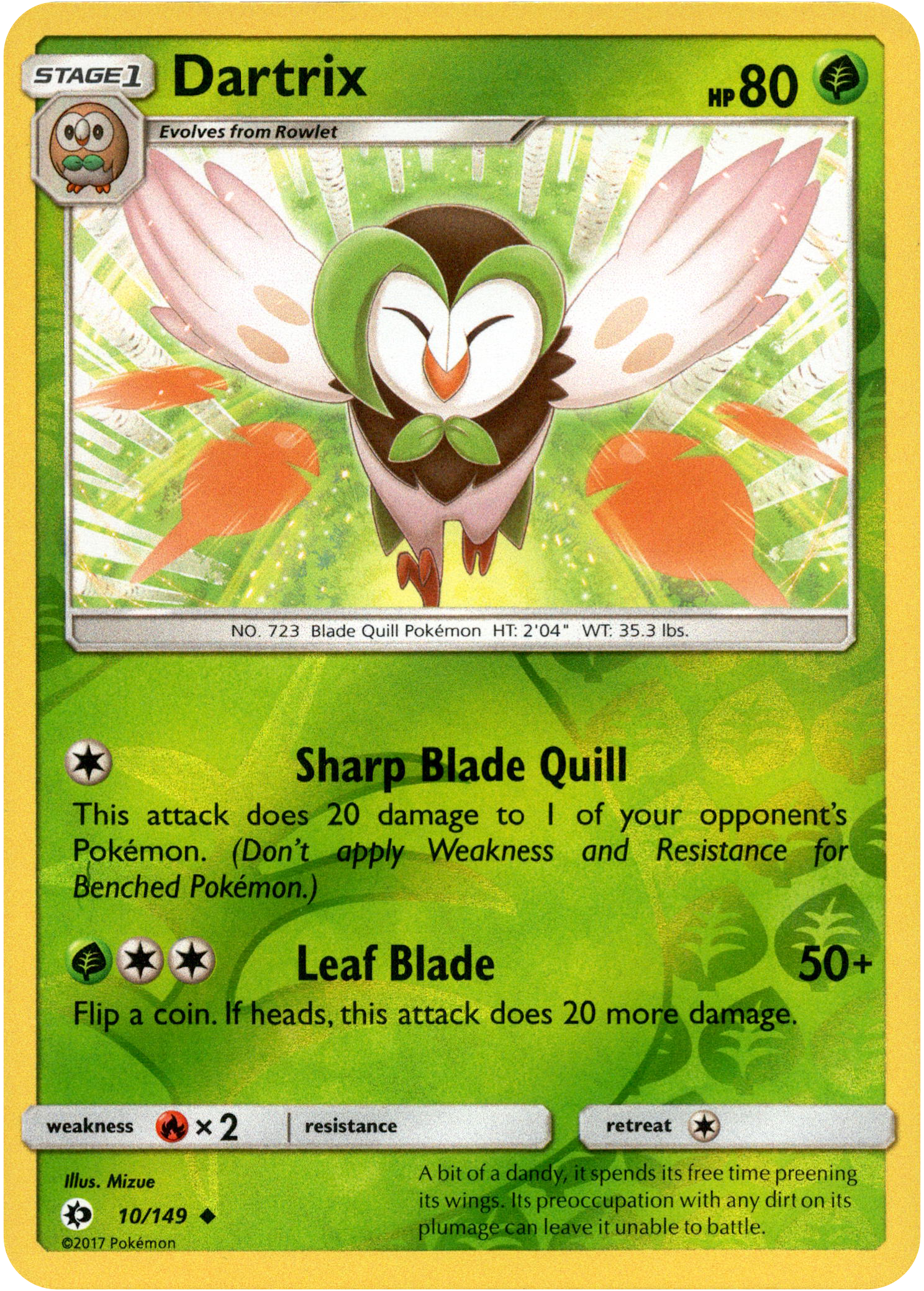 Dartrix - 10/149 - Sun & Moon - Reverse Holo - Card Cavern