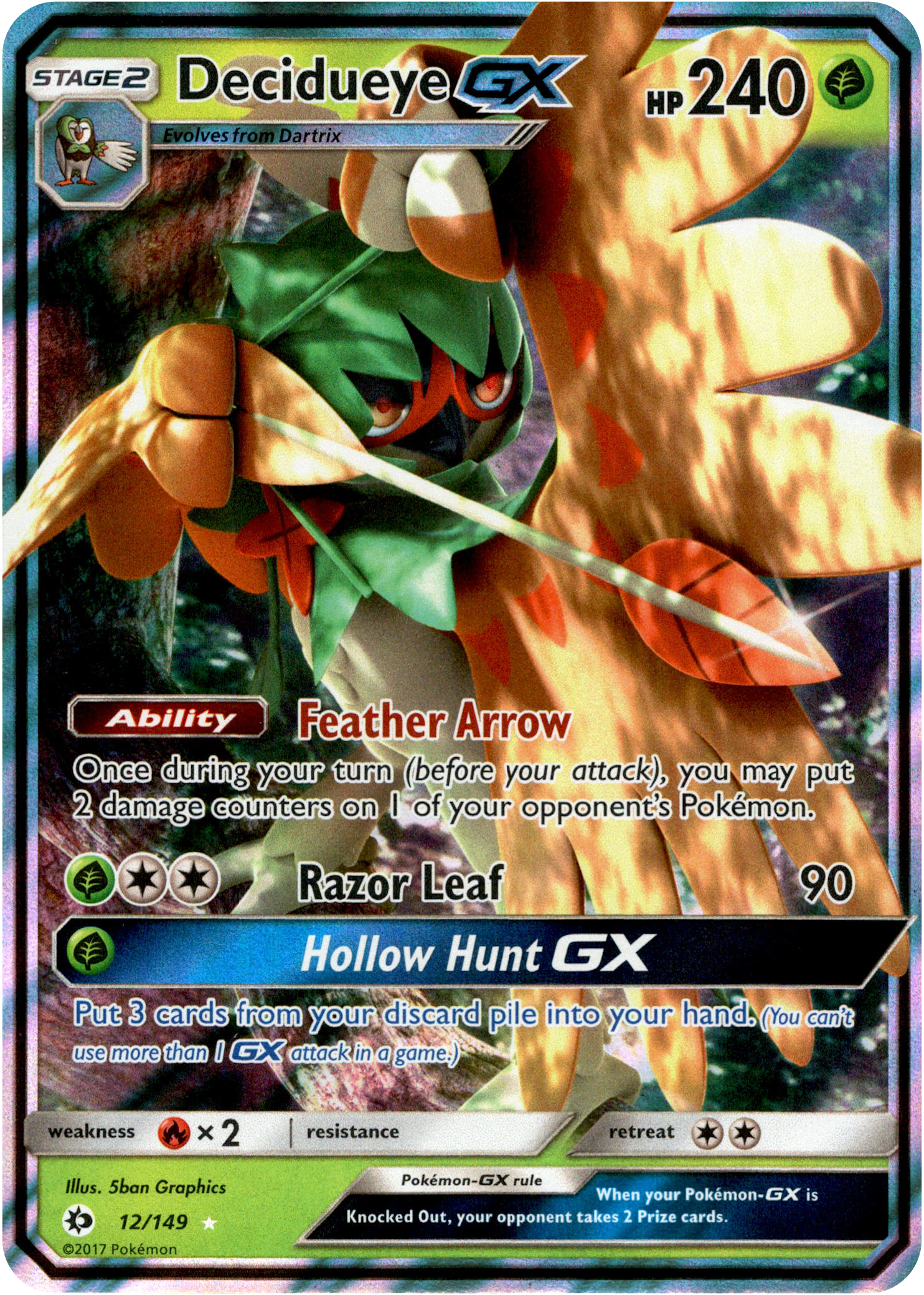 Decidueye GX - 12/149 - Sun & Moon - Holo - Card Cavern