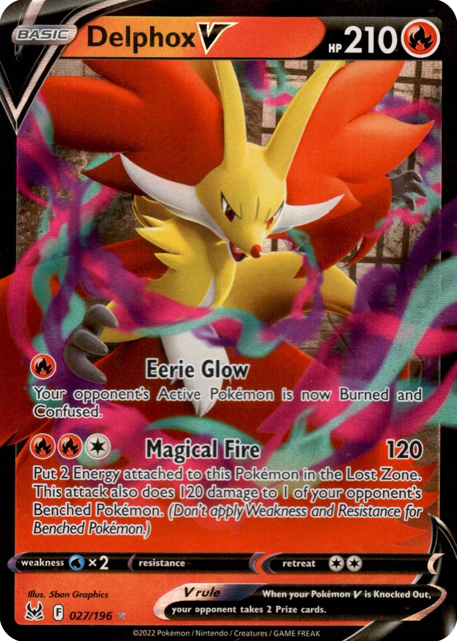 Delphox V - 027/196 - Lost Origin - Holo - Card Cavern