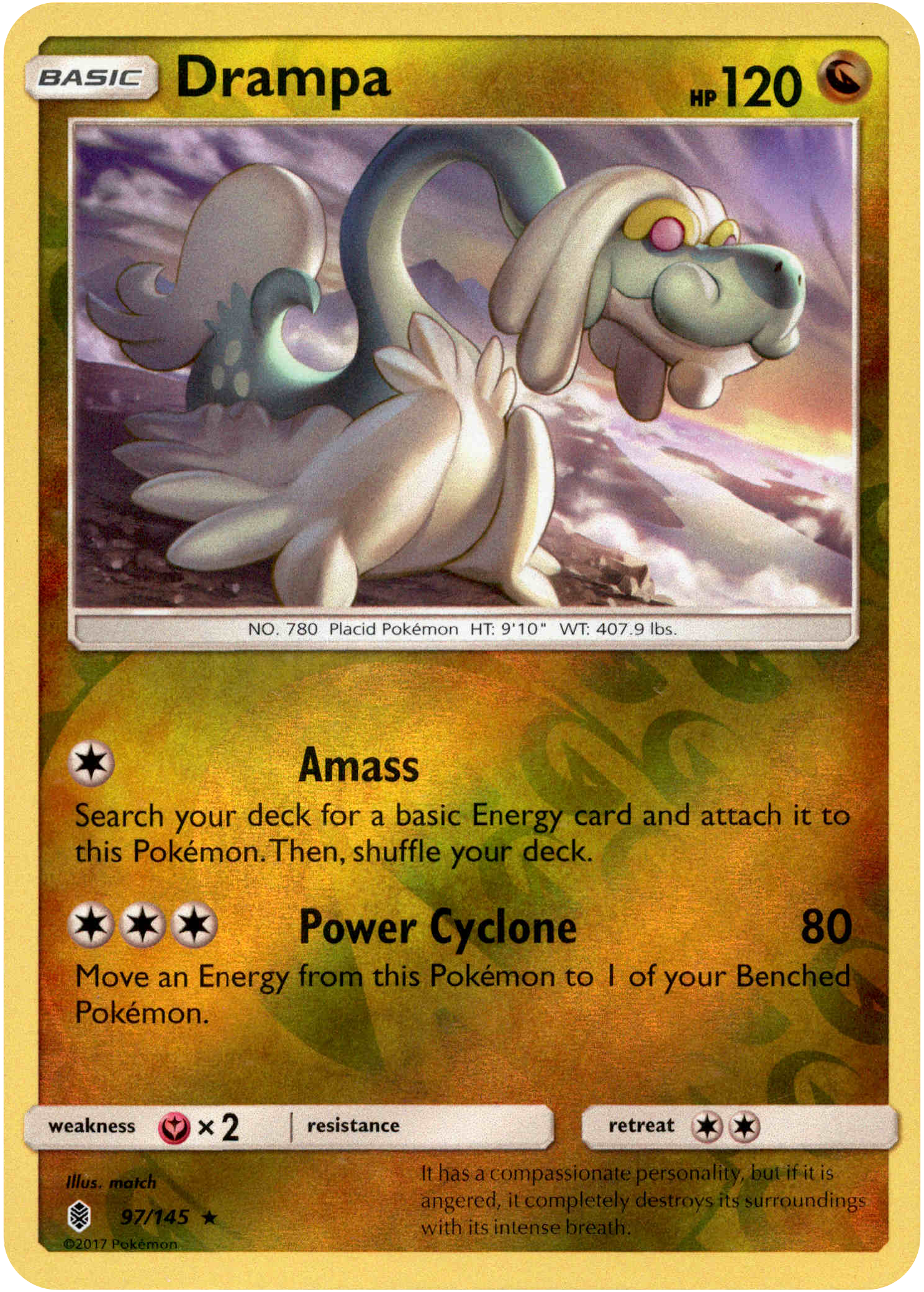 Drampa - 97/145 - Guardians Rising - Reverse Holo - Card Cavern