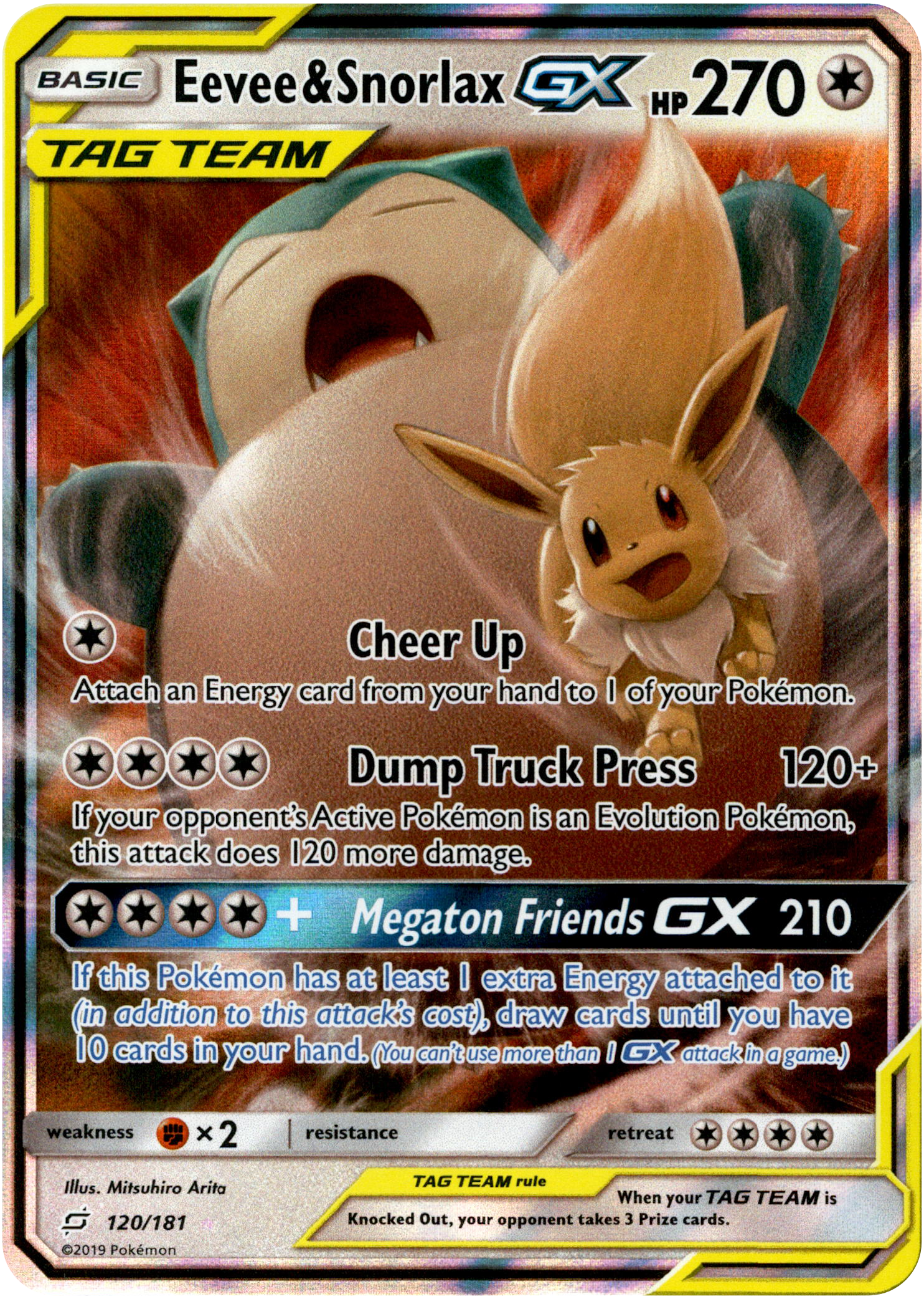 Eevee & Snorlax GX - 120/181 - Team Up - Holo - Card Cavern