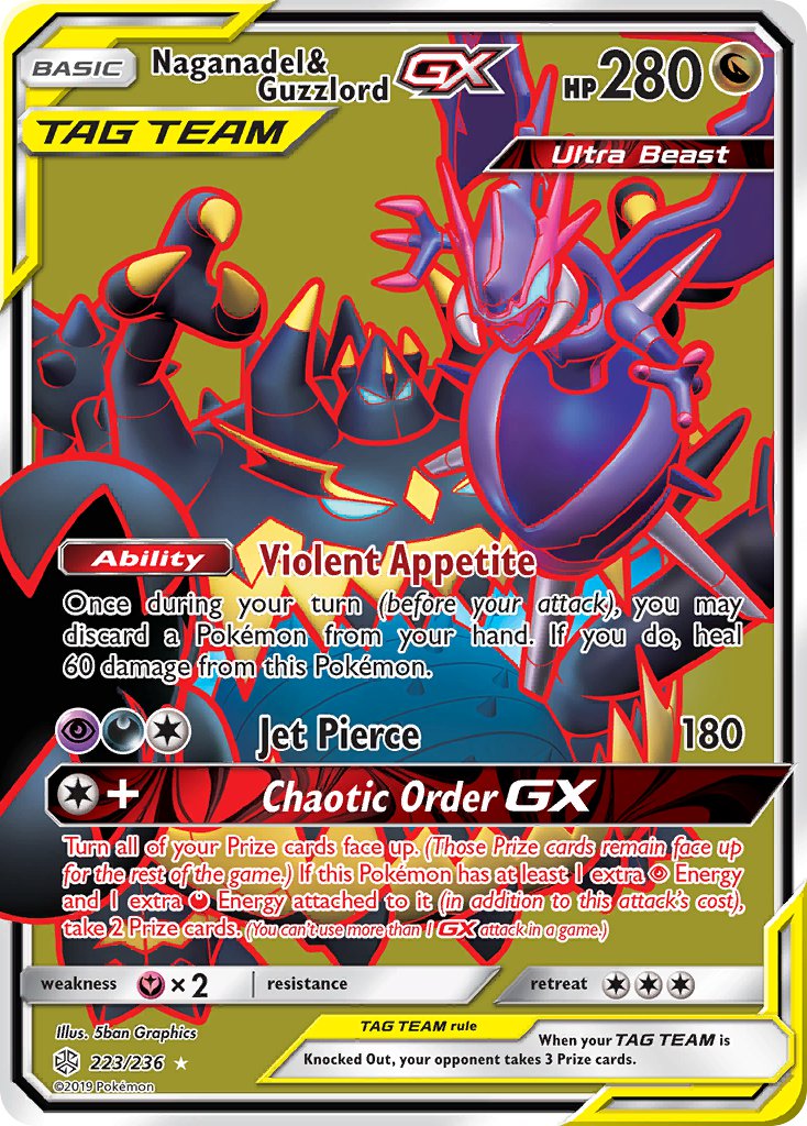 Naganadel & Guzzlord GX Full Art - 223/236 - Cosmic Eclipse - Holo - Card Cavern