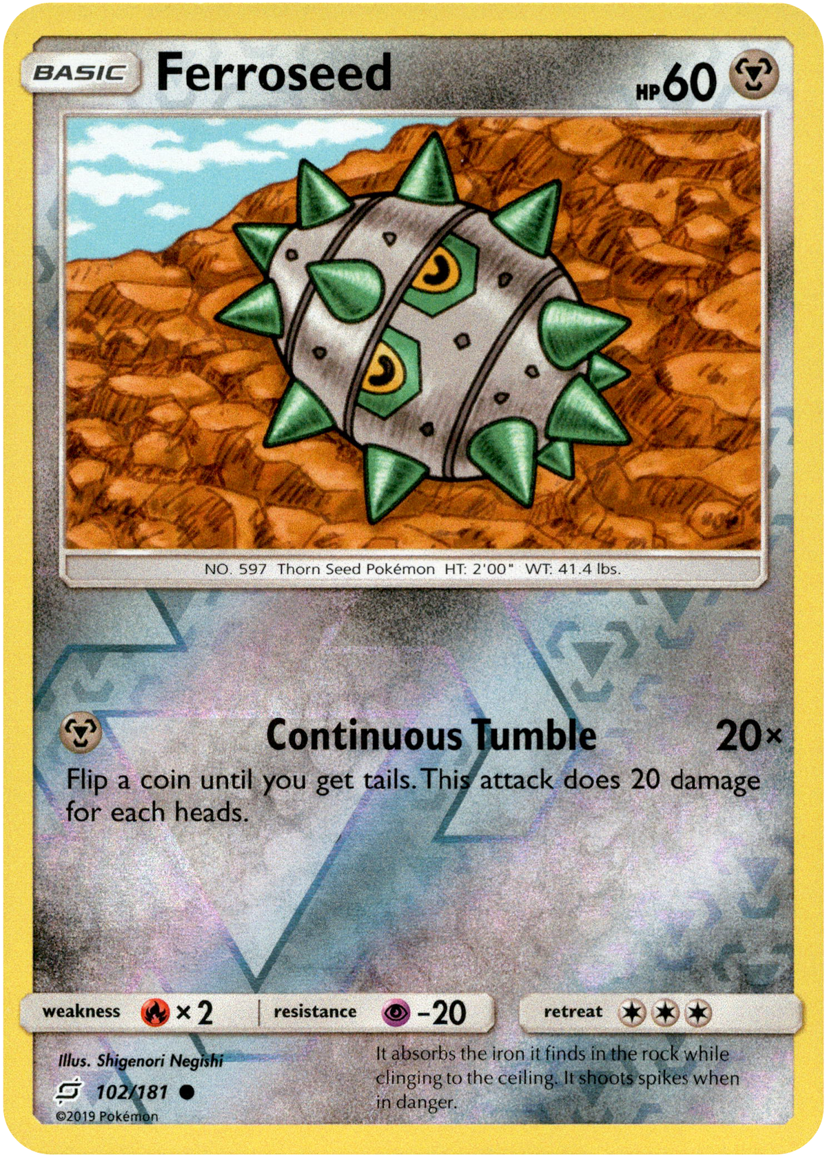 Ferroseed - 102/181 - Team Up - Reverse Holo - Card Cavern