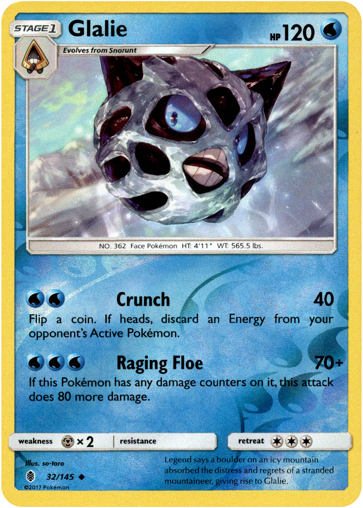 Glalie - 32/145 - Guardians Rising - Reverse Holo - Card Cavern