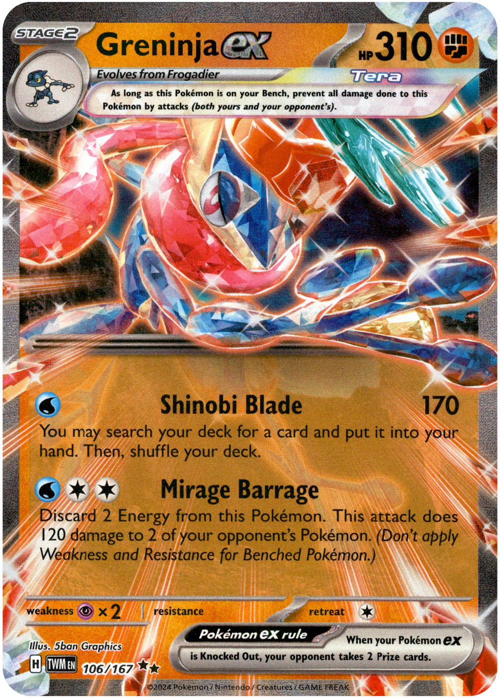Greninja ex - 106/167 - Twilight Masquerade - Holo – Card Cavern Greninja ex - 106/167 - Twilight Masquerade - Holo – Card Cavern