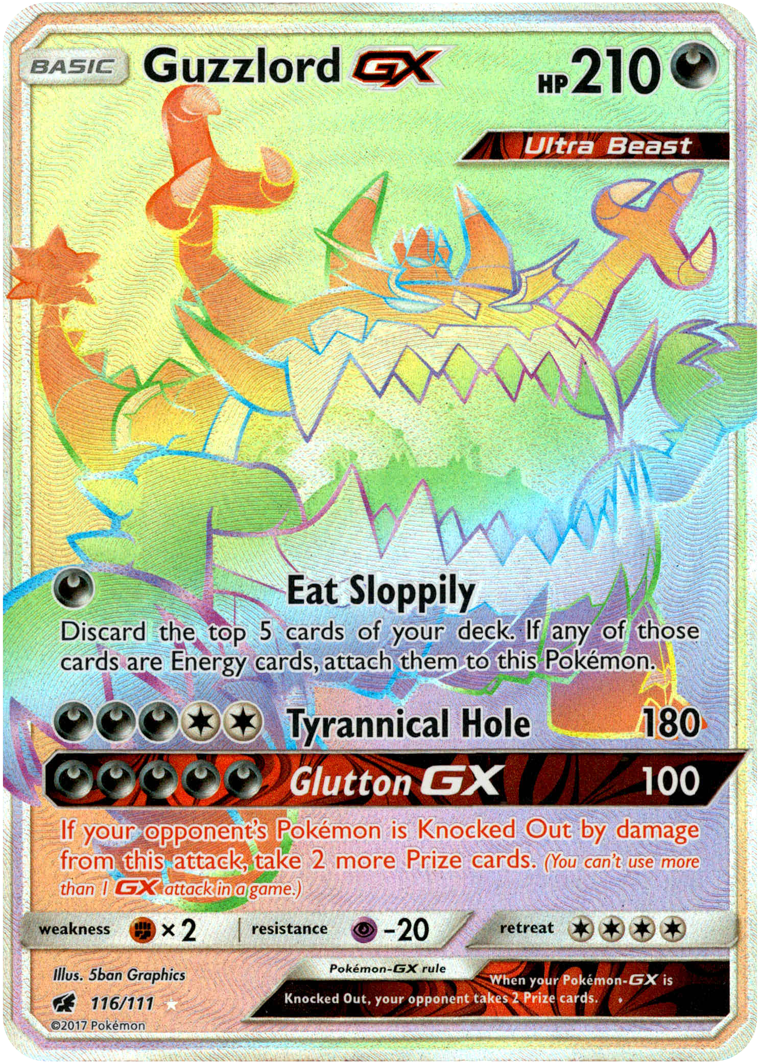 Guzzlord GX Hyper Rare - 116/111 - Crimson Invasion - Holo - Card Cavern